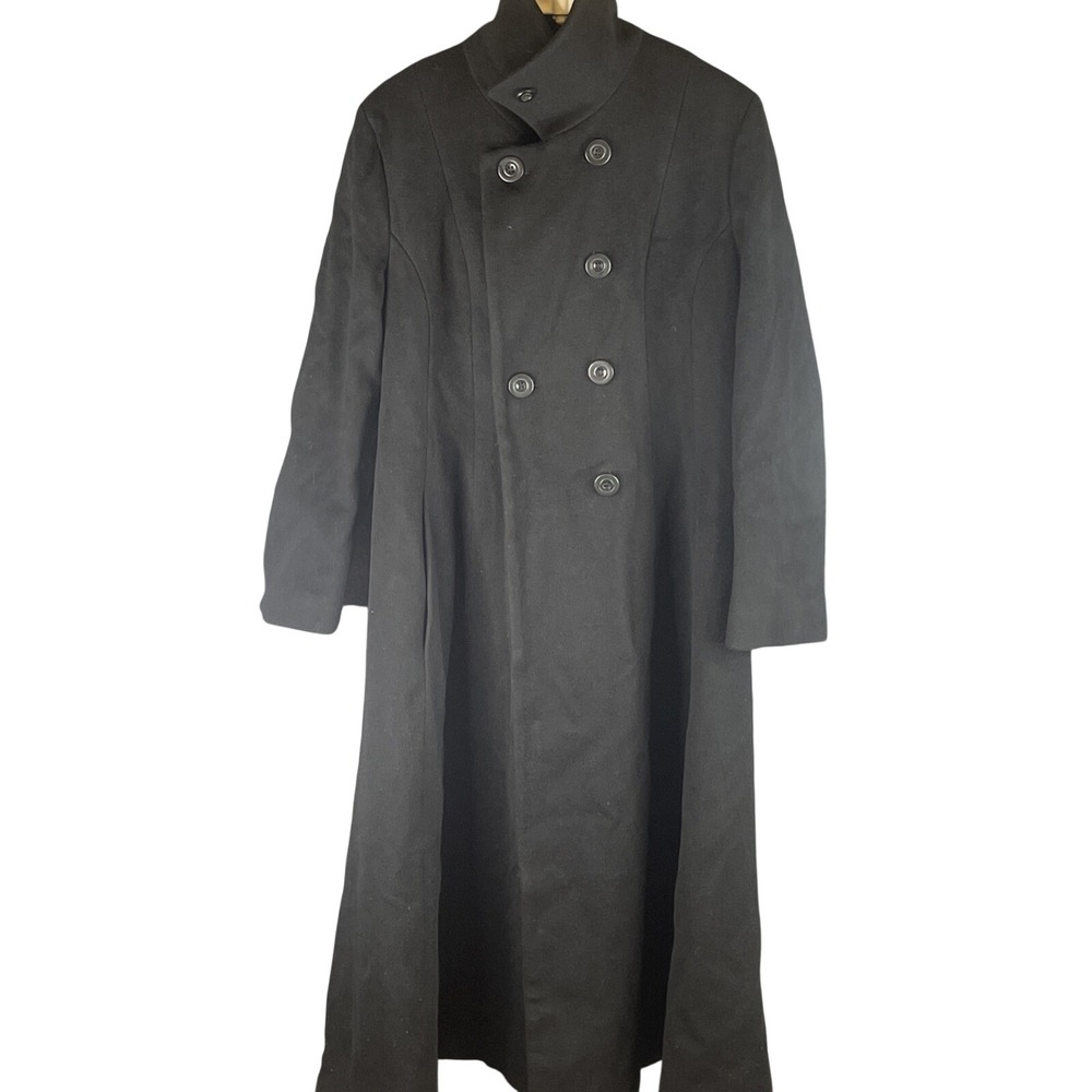 Steve & Searle Black Double Breasted Maxi Coat Vintage Made in USA Size 12 Tall